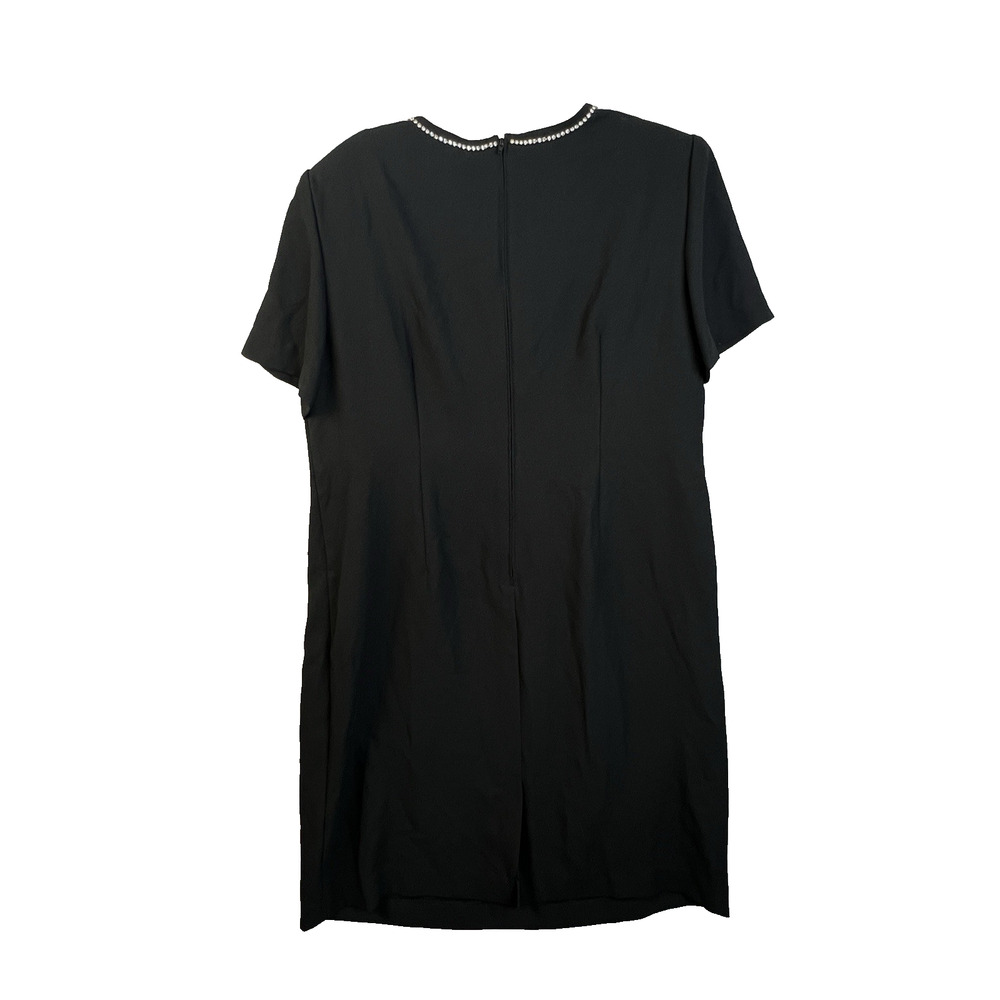 Leslie Fay Dress Women 18 Petite Black Rhinestone Embellished Sheath Party LBD - Picture 4 of 8